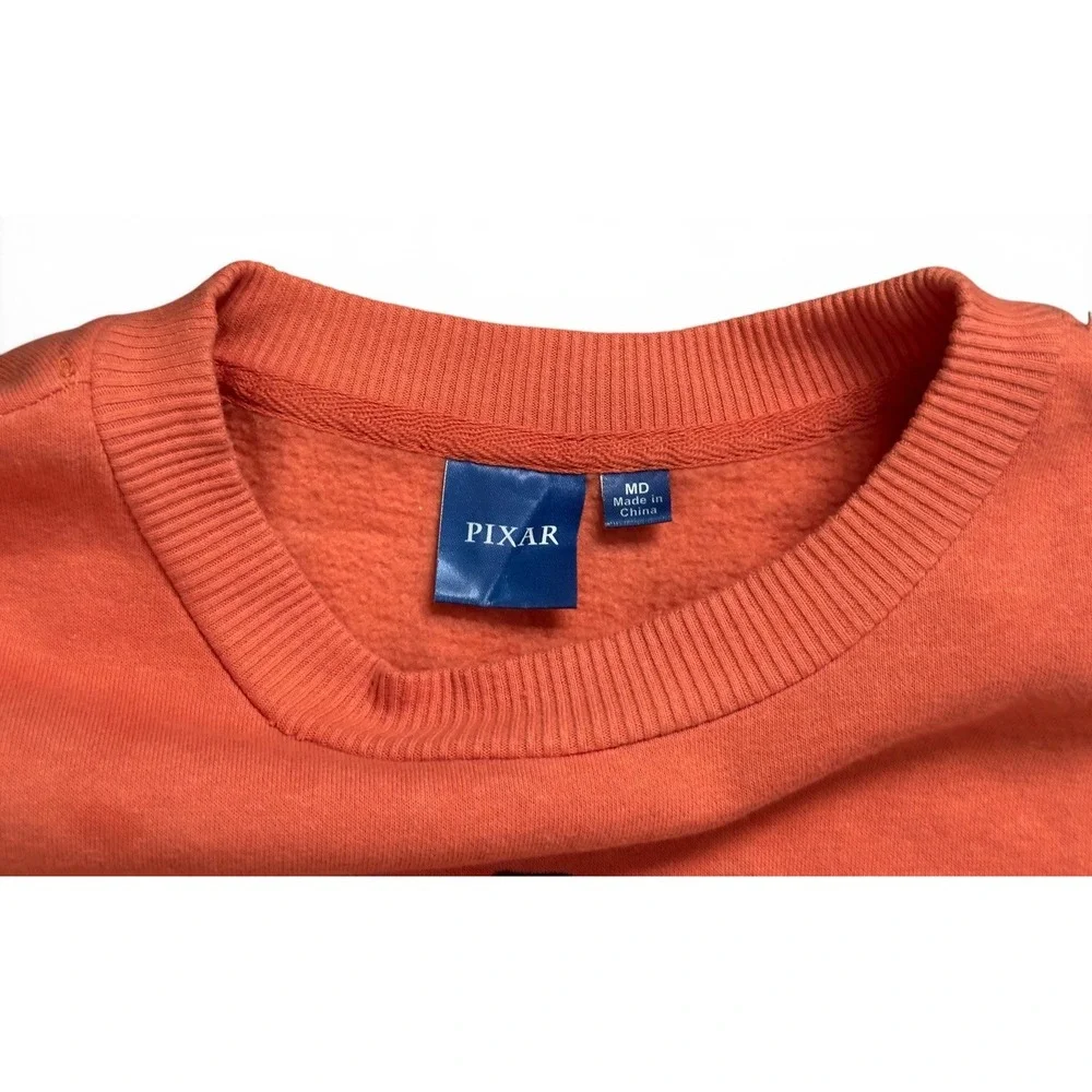 Disney Pixar Wall-E Sweatshirt Orange Embroidered Pullover Crewneck Men's Size M